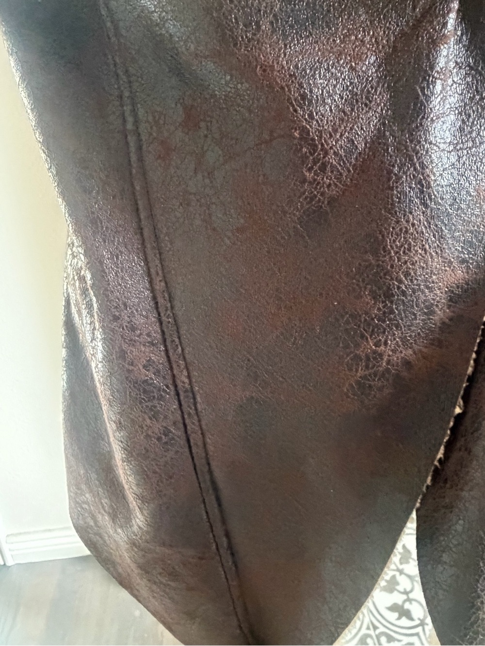 Others Follow Brown Faux-Leather Vest with Cream Sherpa Collar - Picture 4 of 7